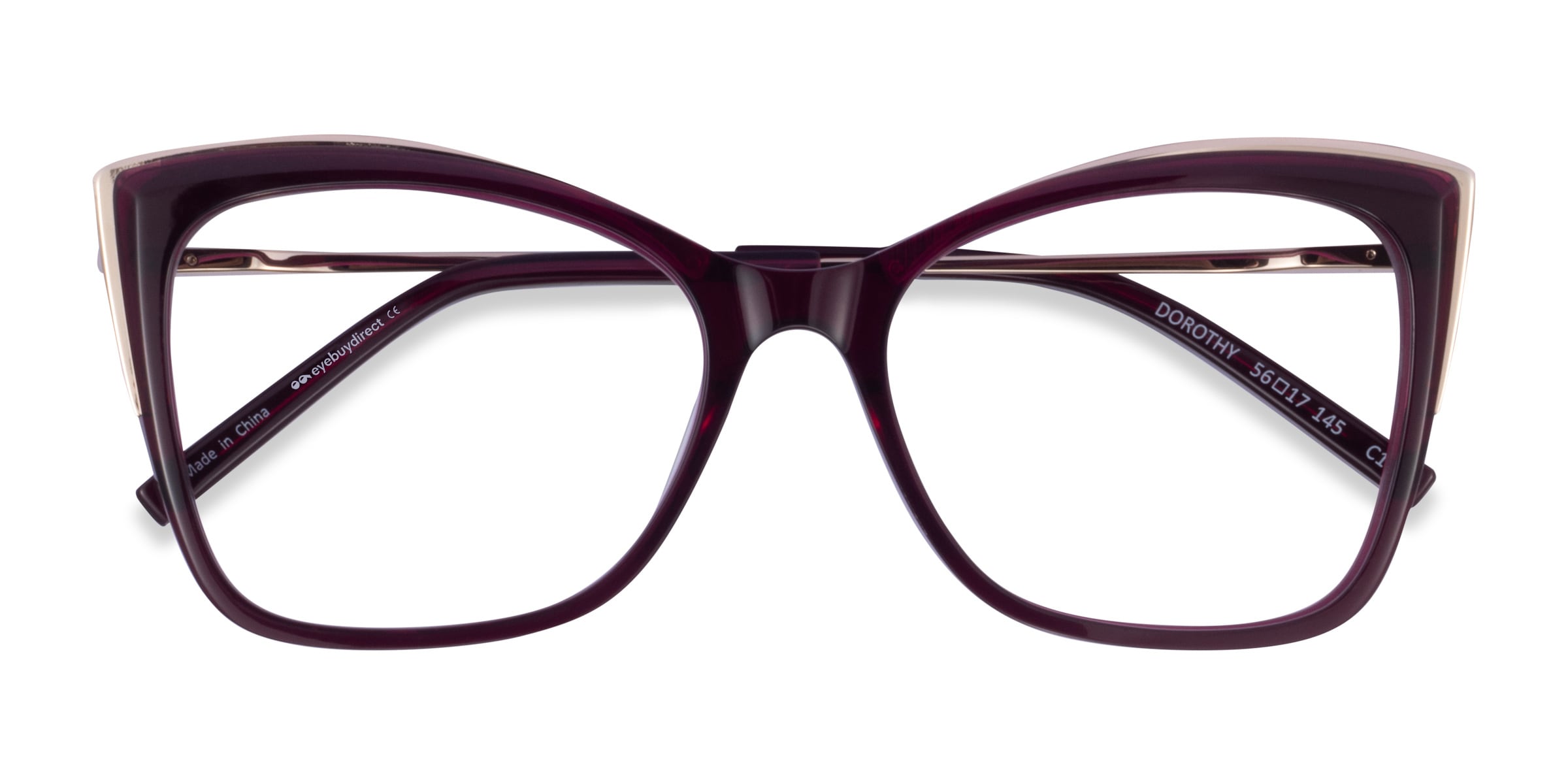 Dorothy Cat Eye Clear Purple Gold Glasses for Women |