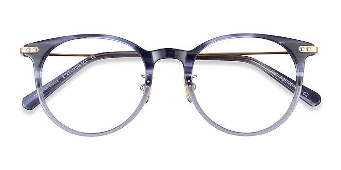 Gray Striped Gold Francene -  Acetate Eyeglasses