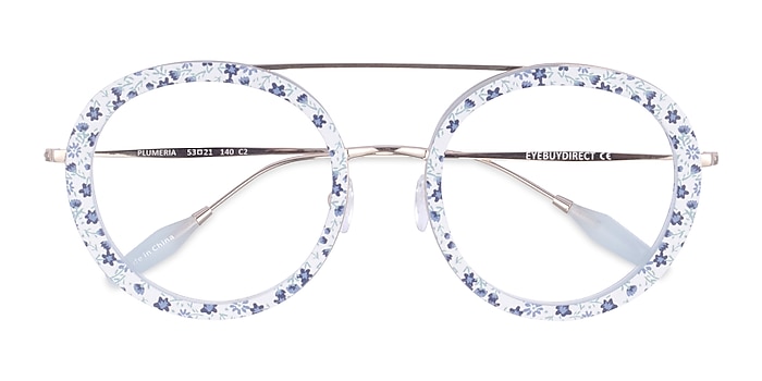 Blue Floral Plumeria -  Acetate Eyeglasses