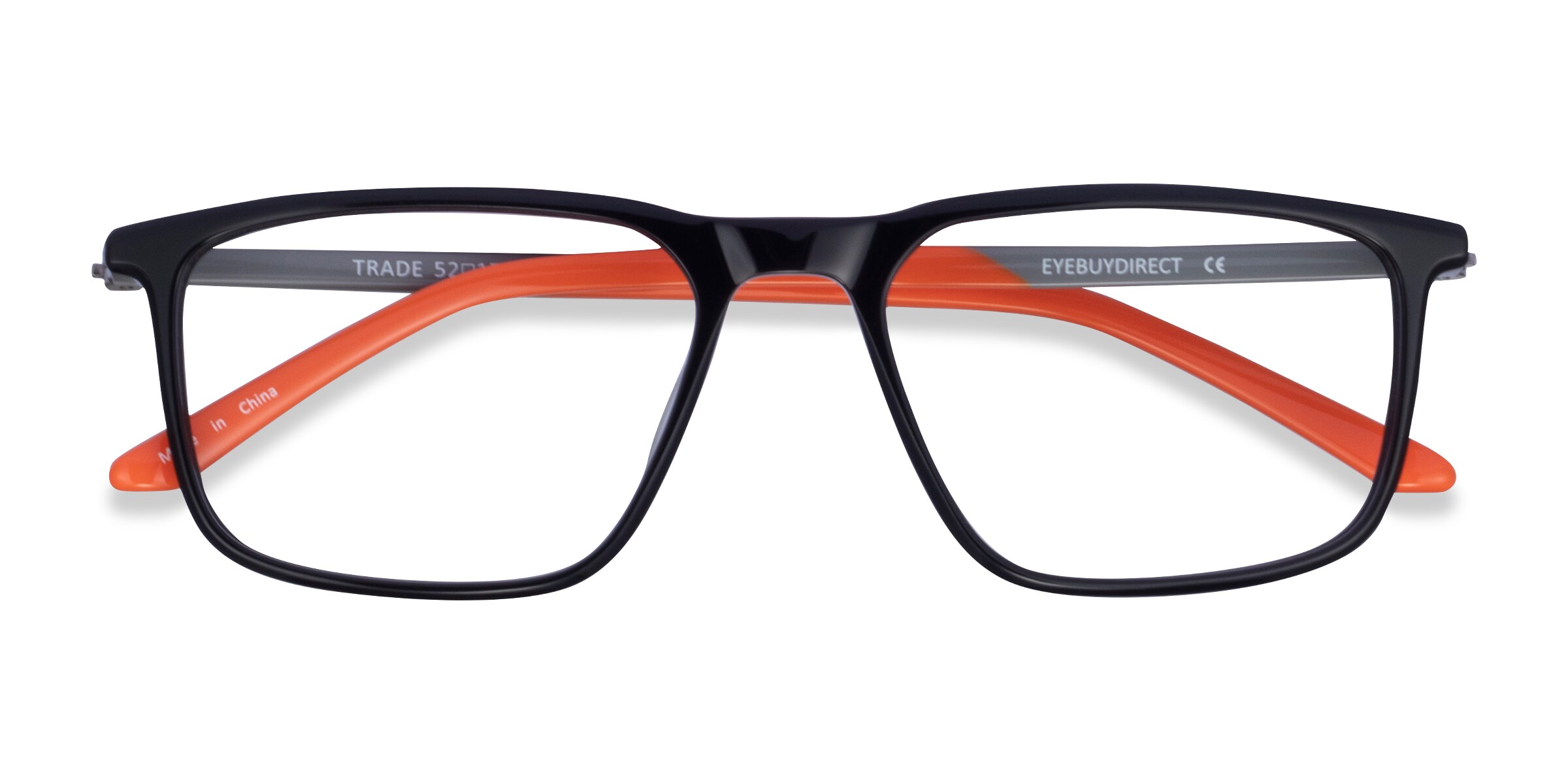 Trade Rectangle Black Gunmetal Orange Full Rim Eyeglasses | Eyebuydirect  Canada