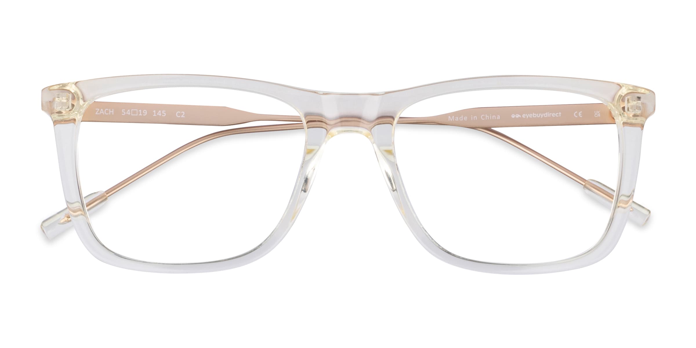 Zach Square Clear Yellow Glasses for Men |