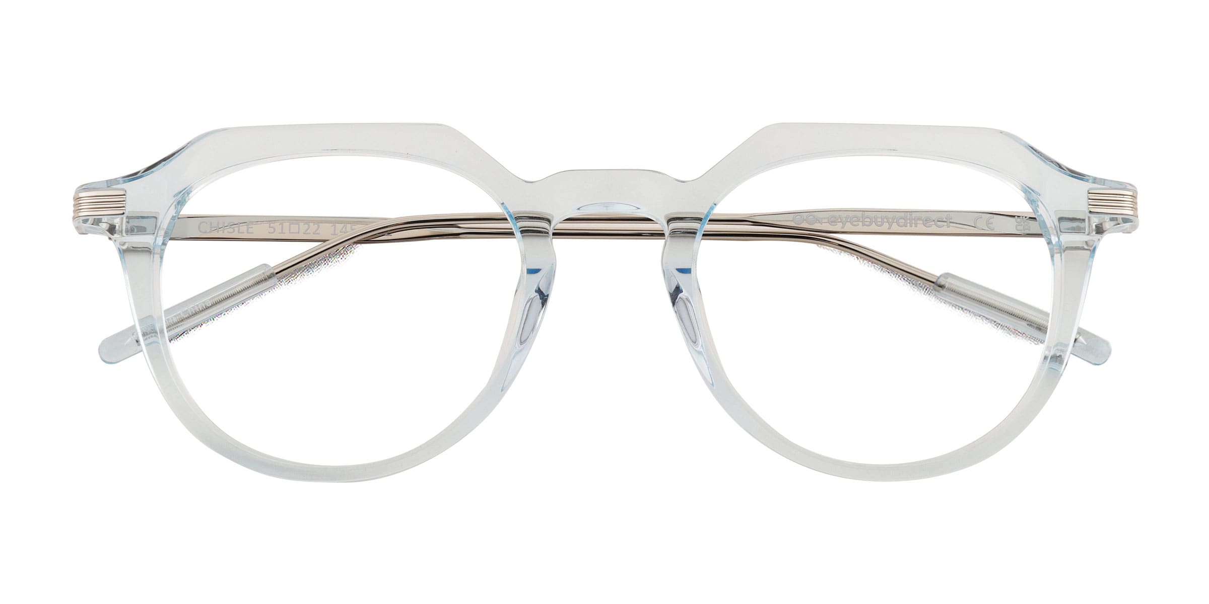 Chisle Geometric Clear Blue Silver Full Rim Eyeglasses |