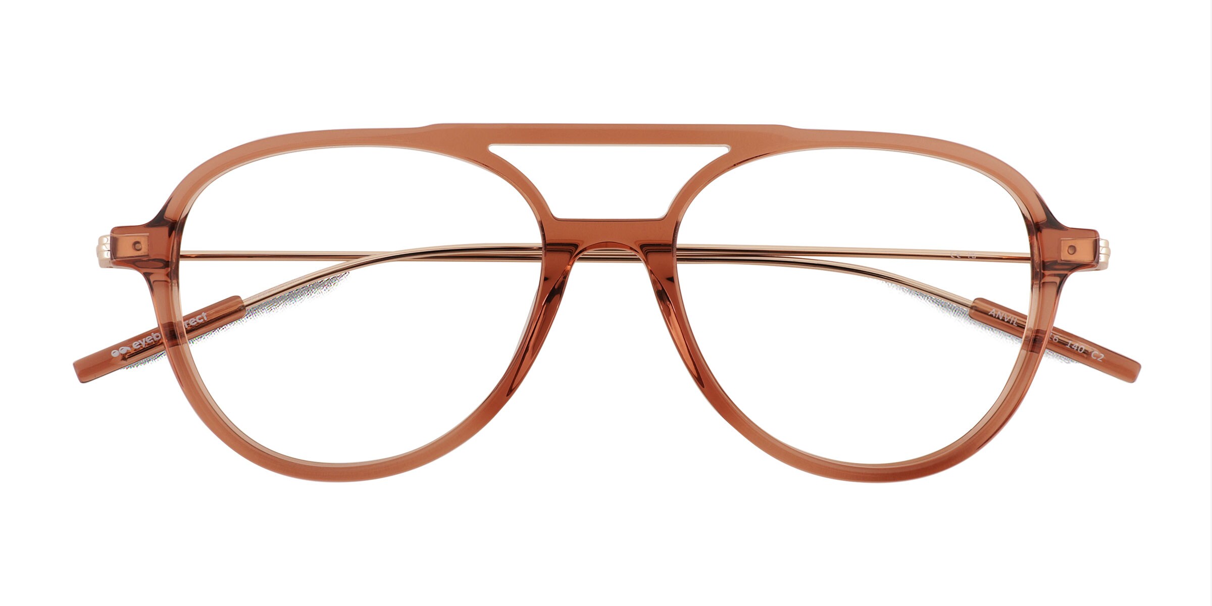 Unisex s aviator Clear Brown AcetateMetal Prescription eyeglasses - Eyebuydirect s Anvil 71$