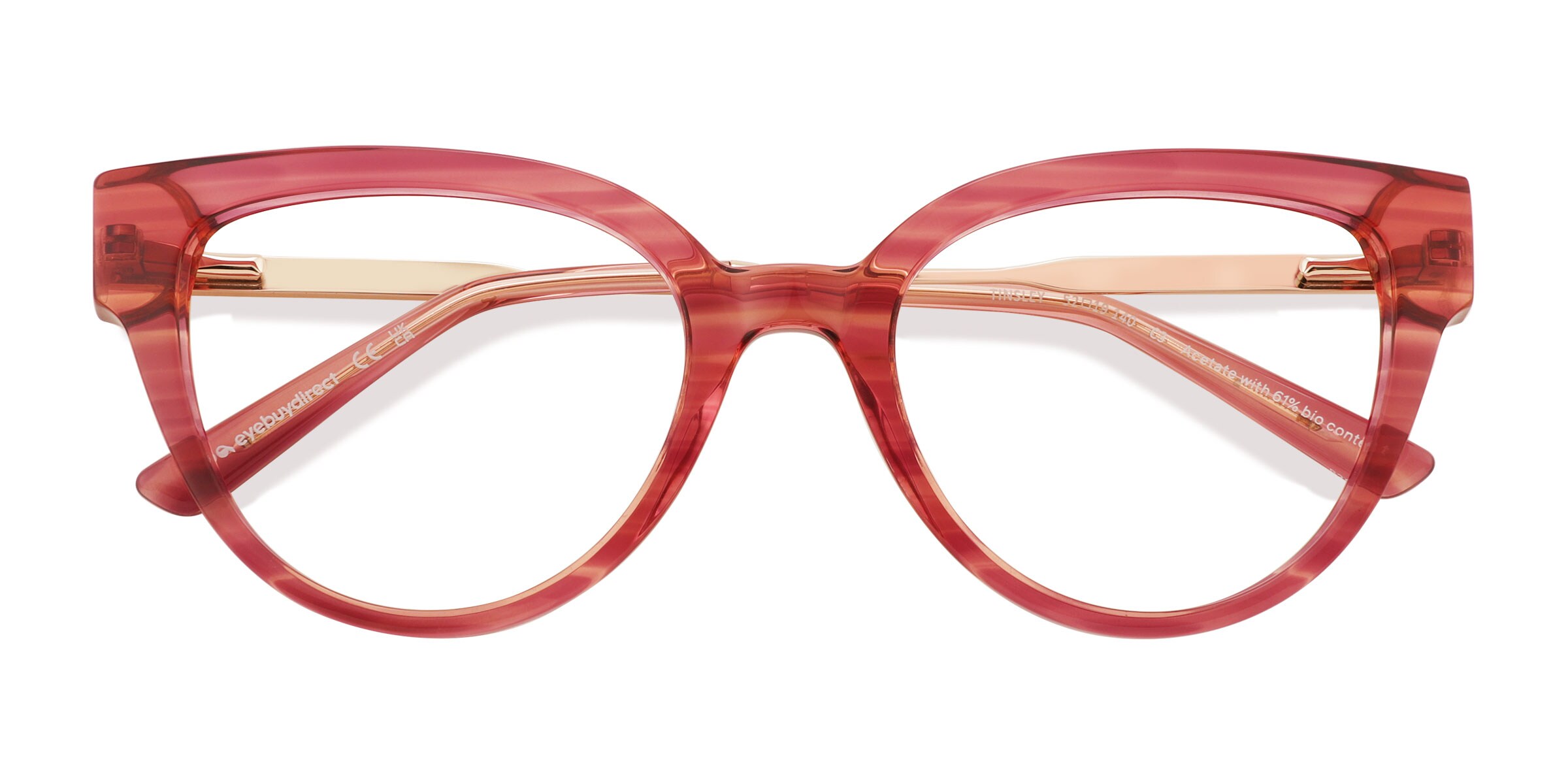 Female s horn Striped Coral AcetateEco FriendlyMetal Prescription eyeglasses - Eyebuydirect s Tinsley 63$