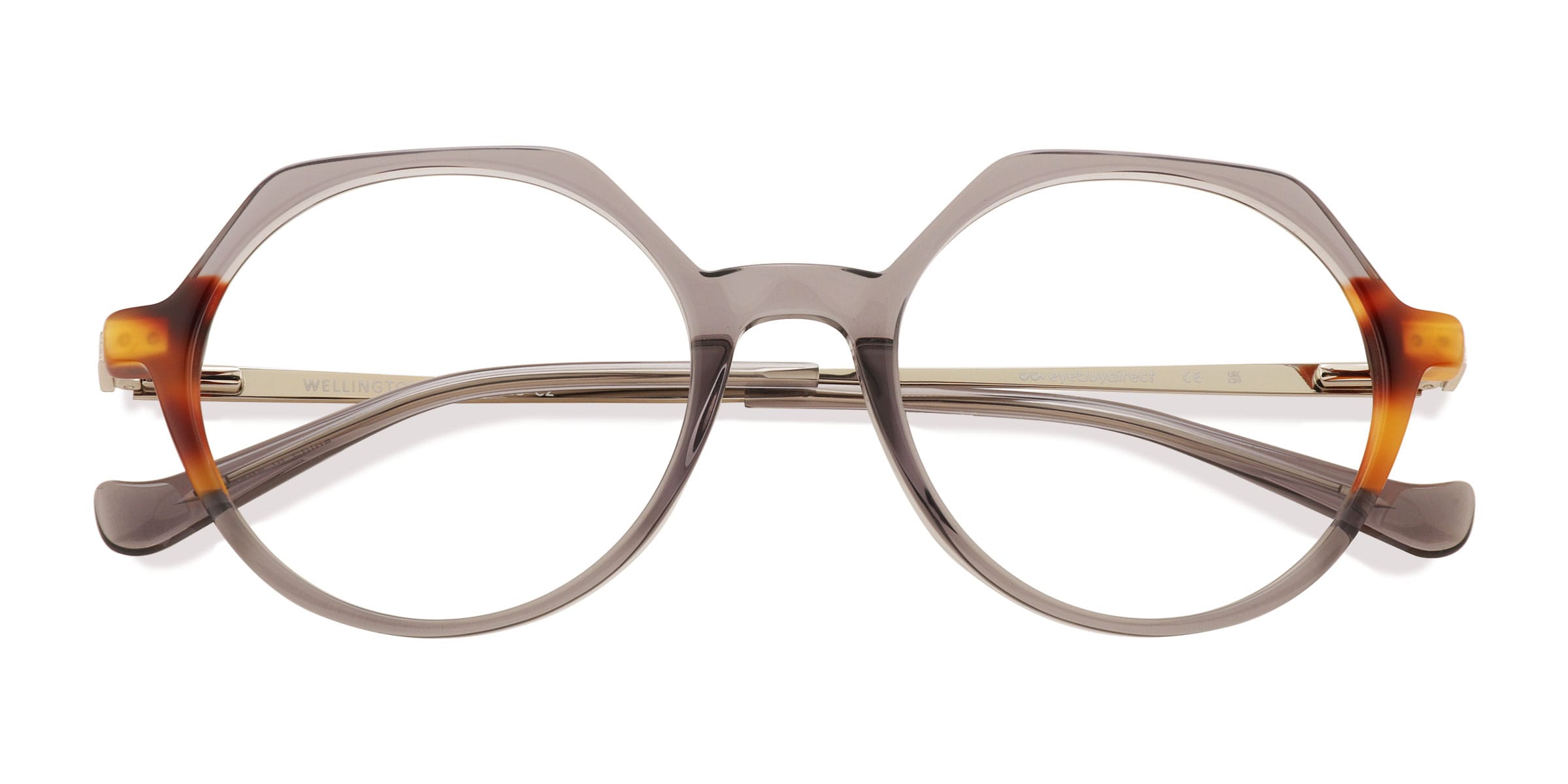 Unisex s geometric Gray Tortoise AcetateMetal Prescription eyeglasses - Eyebuydirect s Wellington 79$