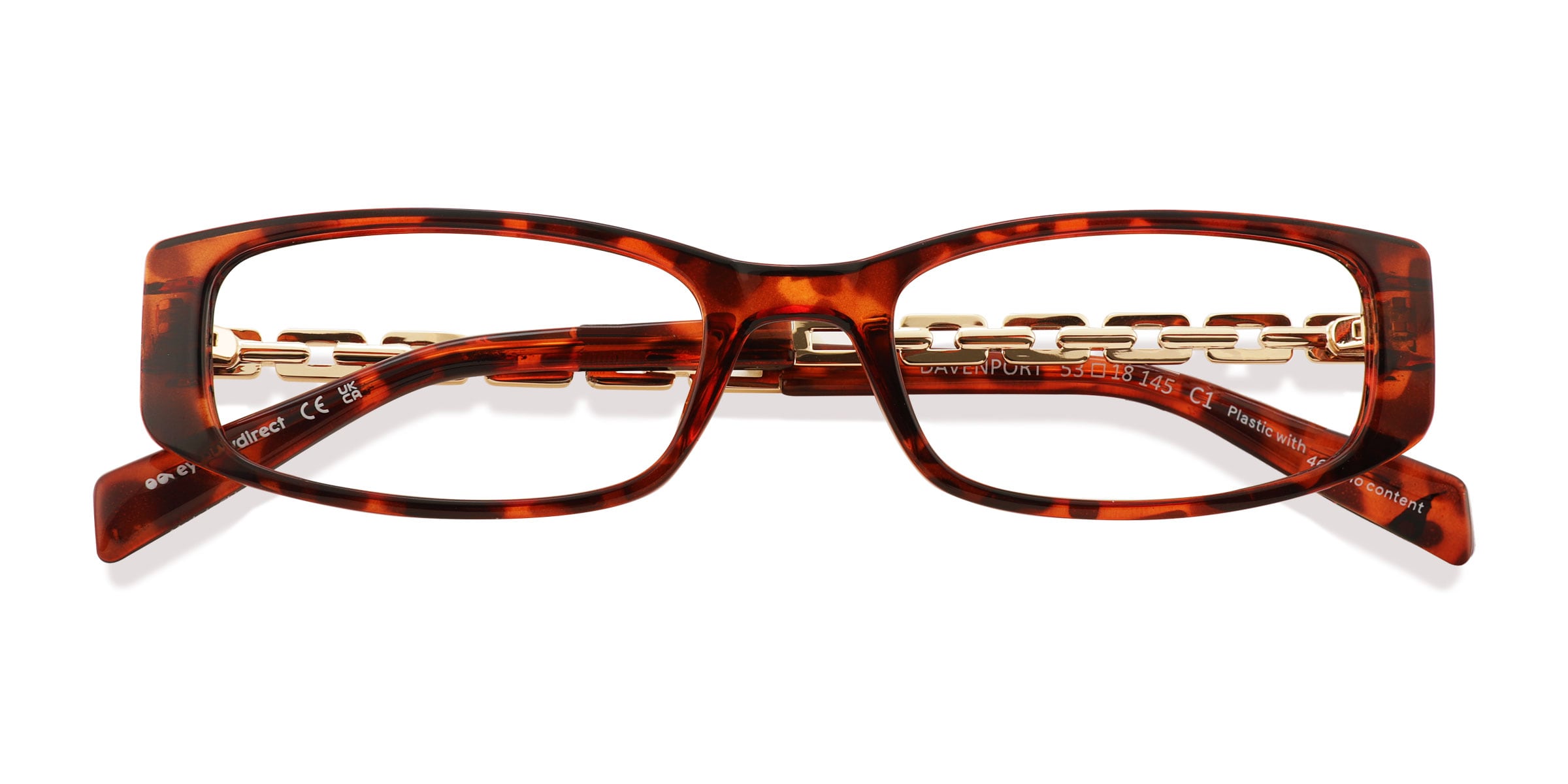 Female s rectangle Tortoise Eco FriendlyMetalPlastic Prescription eyeglasses - Eyebuydirect s Davenport 63$