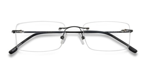 Unisex S Rectangle Black Metal Prescription Eyeglasses - Eyebuydirect S Woodrow