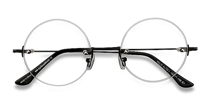 Black Palo Alto -  Vintage Metal Eyeglasses