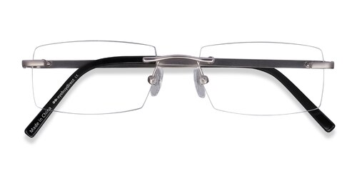 Unisex S Rectangle Silver Metal Prescription Eyeglasses - Eyebuydirect S Collector
