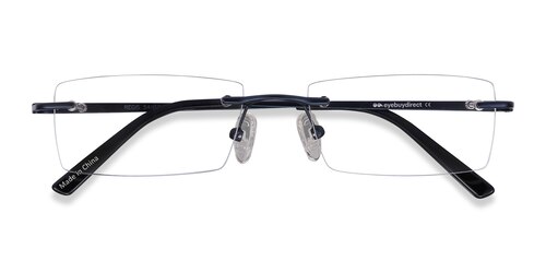 Unisex S Rectangle Blue Metal Prescription Eyeglasses - Eyebuydirect S Regis