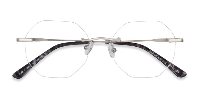 Generous Geometric Matte Silver Rimless Eyeglasses | Eyebuydirect