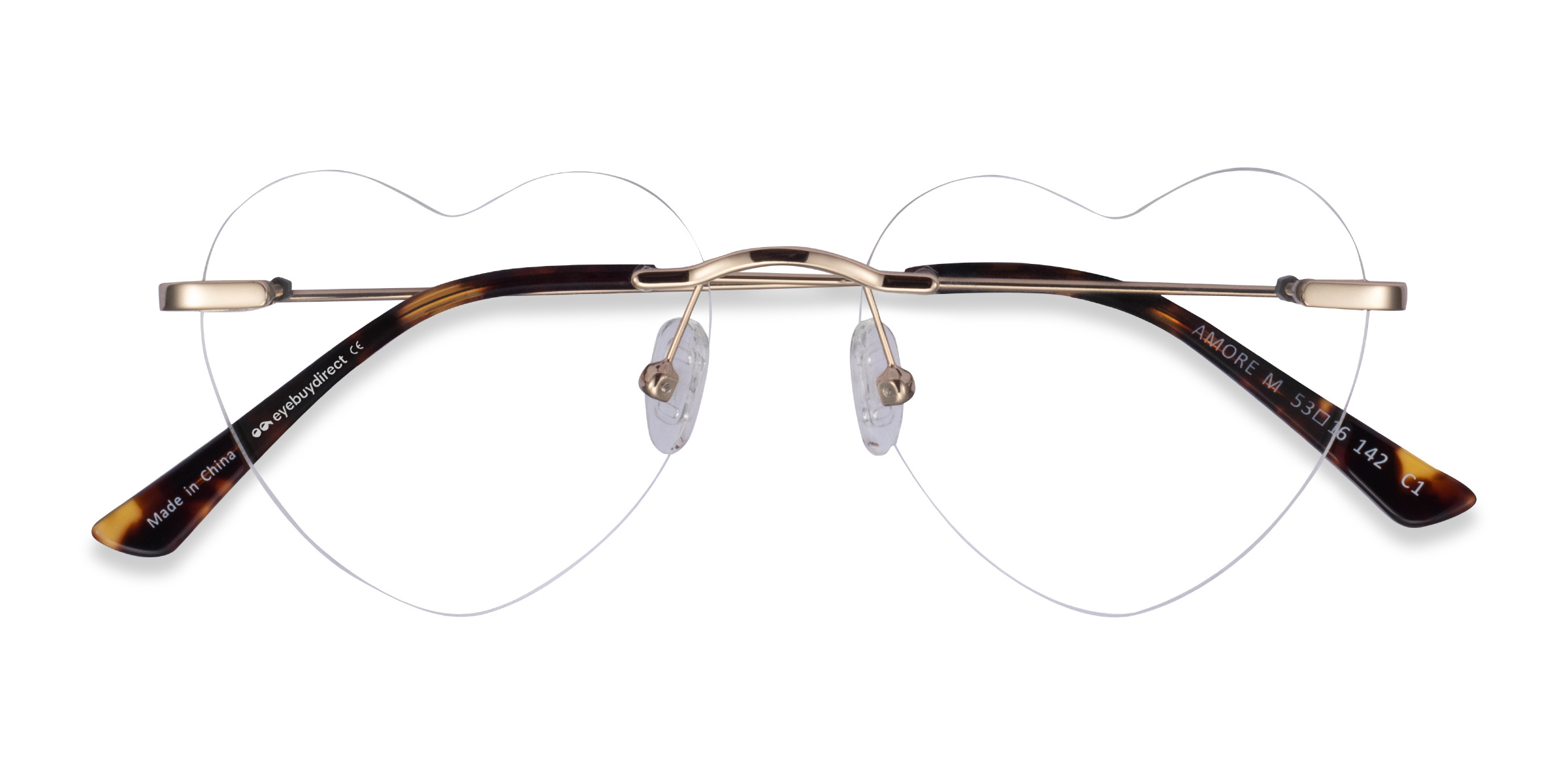 Unisex s heart Gold Metal Prescription eyeglasses - Eyebuydirect s Amore