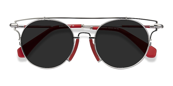 Silver Red Blockpop -  Acetate Sunglasses