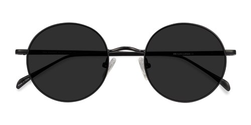 Unisex S Round Black Metal Prescription Sunglasses - Eyebuydirect S Sun Synapse