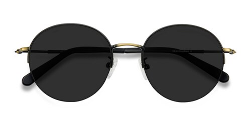 Unisex S Round Black Bronze Metal Prescription Sunglasses - Eyebuydirect S Sun Albee