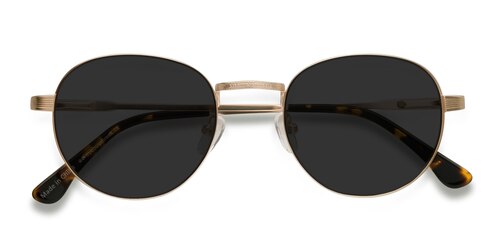 Unisex S Round Gold Metal Prescription Sunglasses - Eyebuydirect S Sun Belleville
