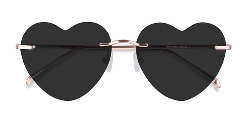 Unisex S Heart Rose Gold Metal Prescription Sunglasses - Eyebuydirect S Sun Amore