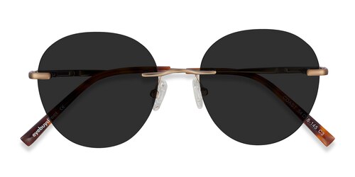 Unisex S Round Bronze Metal Prescription Sunglasses - Eyebuydirect S Coast