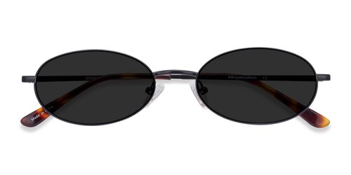 Unisex S Oval Black Metal Prescription Sunglasses - Eyebuydirect S Graham
