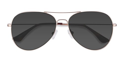 Unisex S Aviator Gold Metal Prescription Sunglasses - Eyebuydirect S Good Vibrations