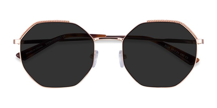 Elsa - Geometric Rose Gold Frame Prescription Sunglasses | Eyebuydirect