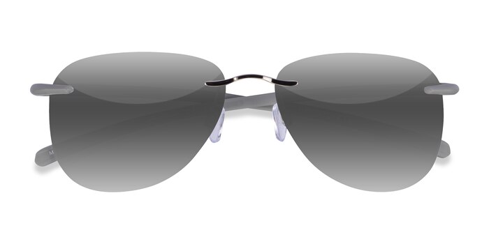 Shiny Silver Ludo -  Metal Sunglasses