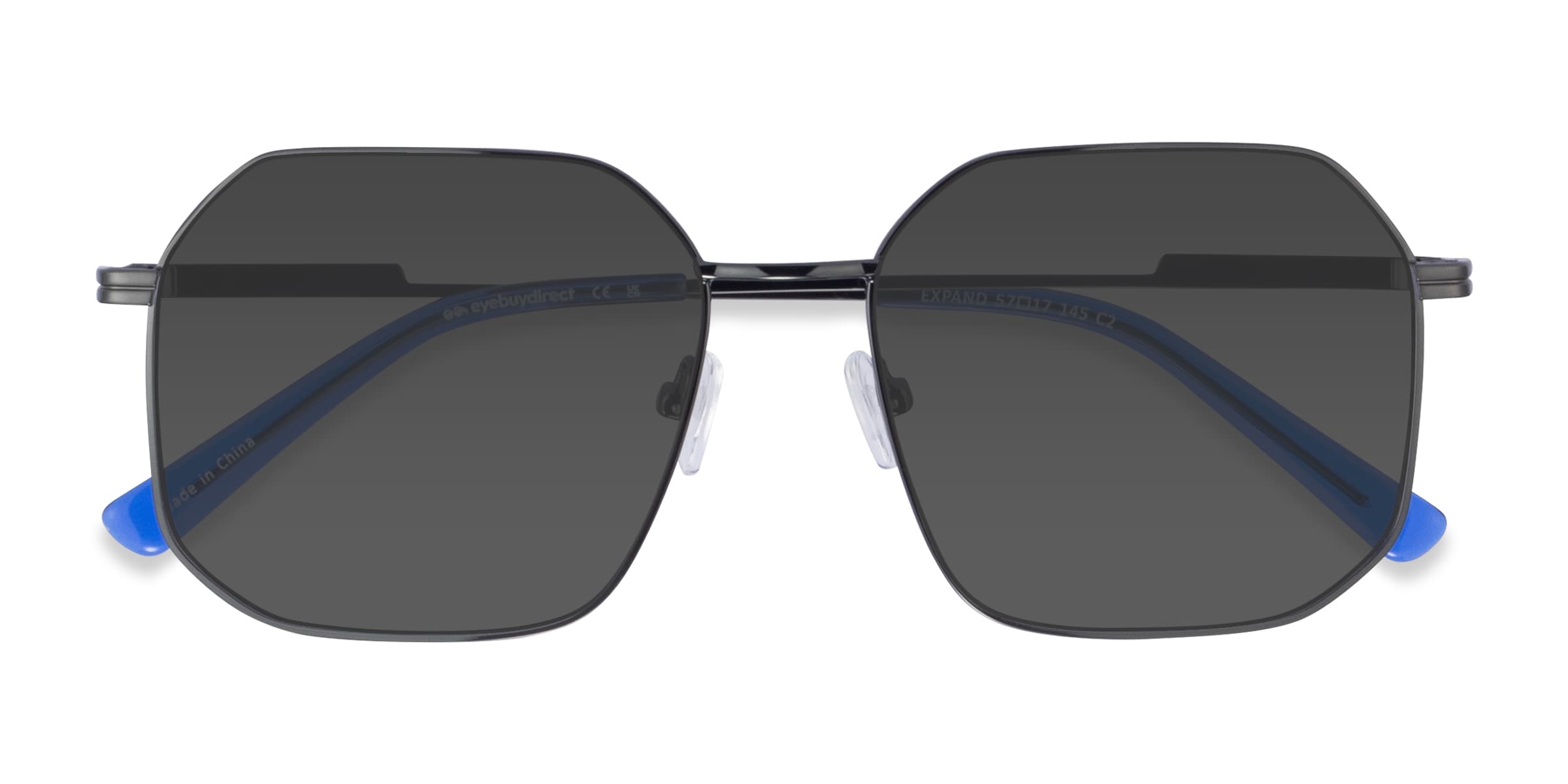 Expand - Square Shiny Black Frame Prescription Sunglasses