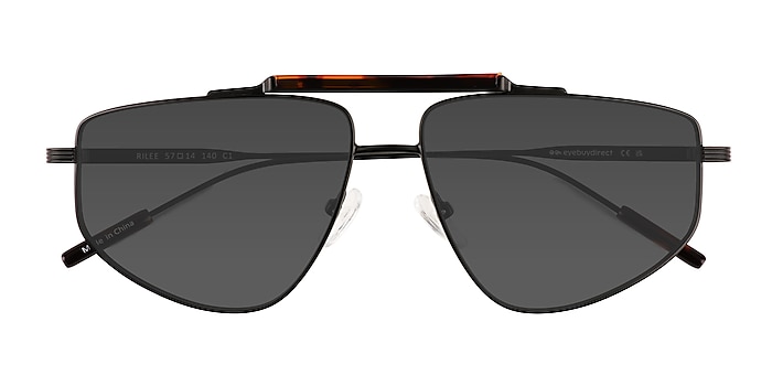 Tortoise Satin Black Rilee -  Metal Sunglasses
