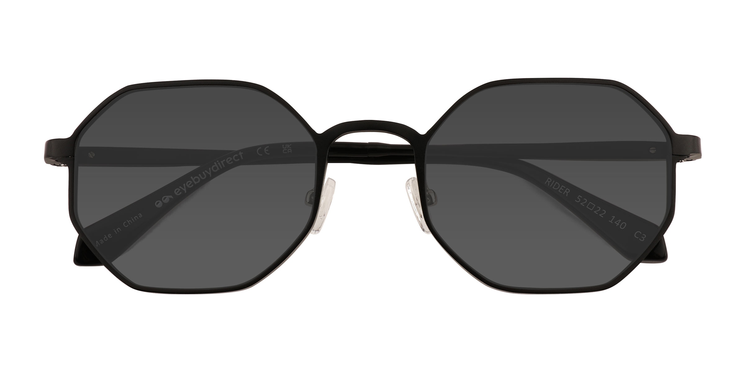 Rider - Geometric Matte Black Frame Prescription Sunglasses ...