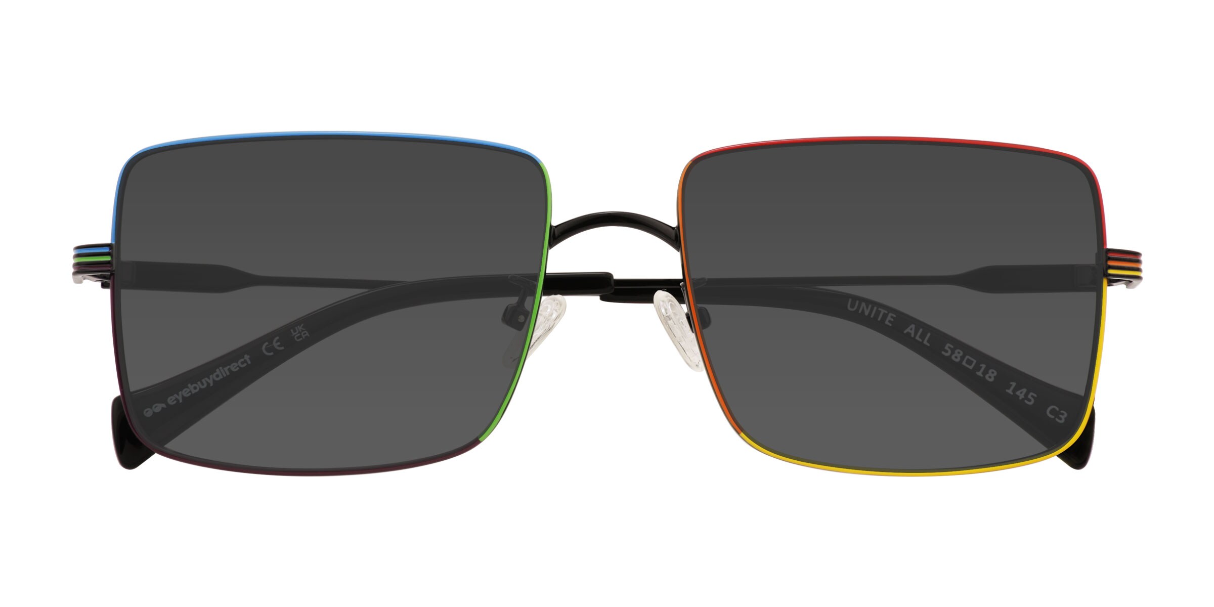 Unite All - Rectangle Rainbow Black Frame Prescription Sunglasses | Eyebuydirect