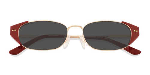 Female s oval Gold Red Metal Prescription sunglasses - Eyebuydirect s Deveraux