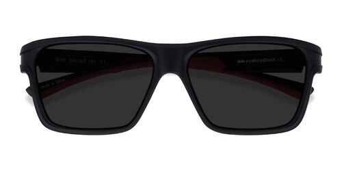 Unisex S Rectangle Black & Red Plastic Prescription Sunglasses - Eyebuydirect S Win