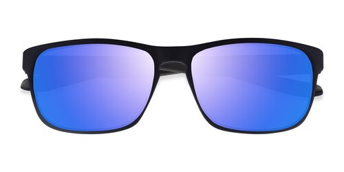 Male S Rectangle Matte Blue Gray Plastic Prescription Sunglasses - Eyebuydirect S Kick