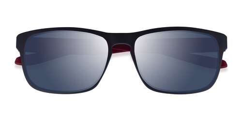 Male S Rectangle Matte Blue Red Plastic Prescription Sunglasses - Eyebuydirect S Kick