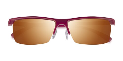Male S Rectangle Matte Red Plastic Prescription Sunglasses - Eyebuydirect S Turnover