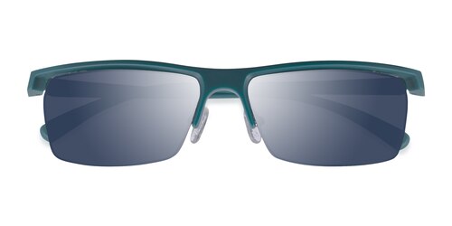 Male S Rectangle Matte Teal Plastic Prescription Sunglasses - Eyebuydirect S Turnover