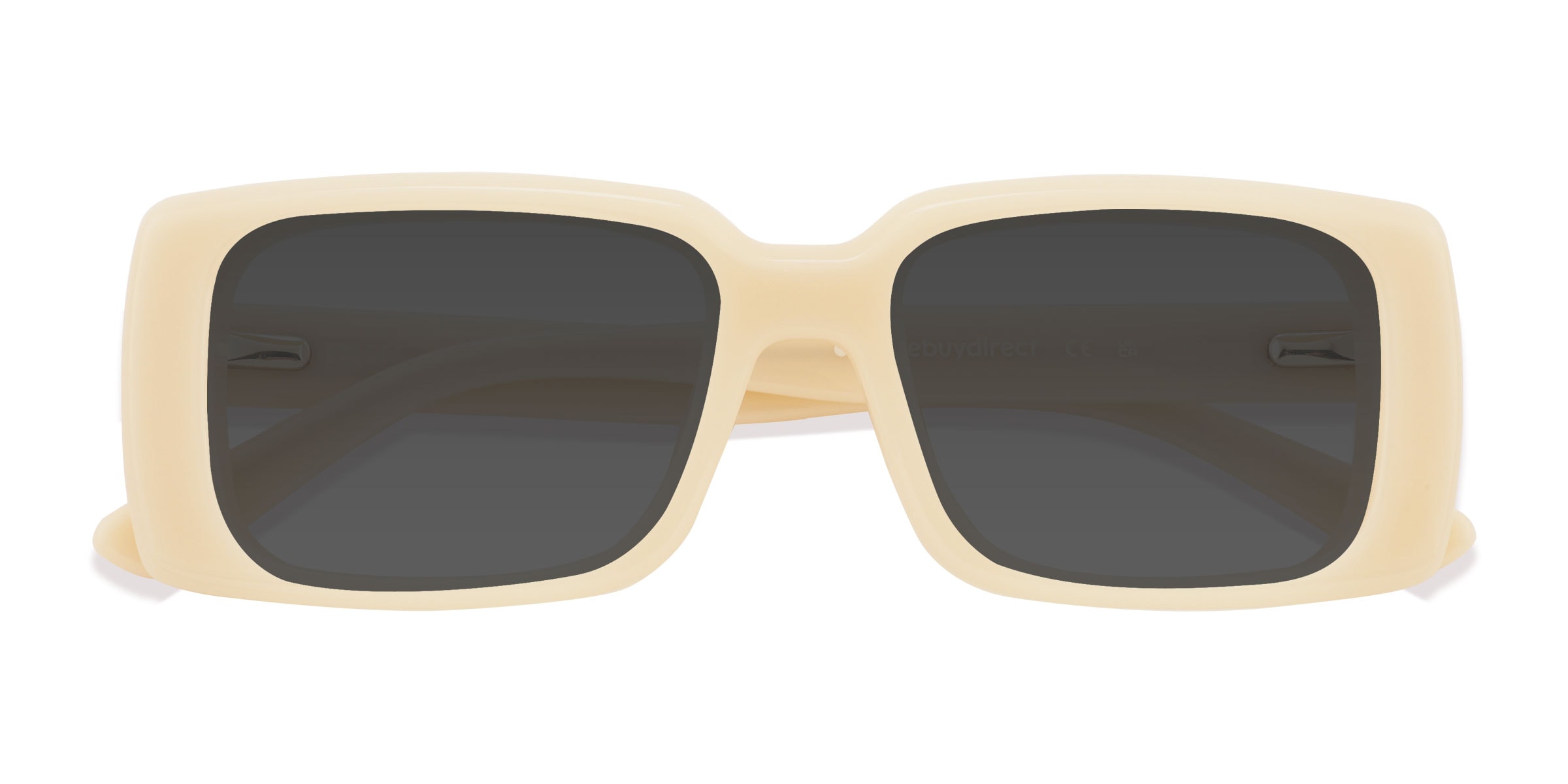 VINTAGE | Cream Ivory Frame Retro Sunglasses Rectangle Thick Frame | OSFM Retro Rectangle Sunglasses Classic Women Vintage Square  main image 3