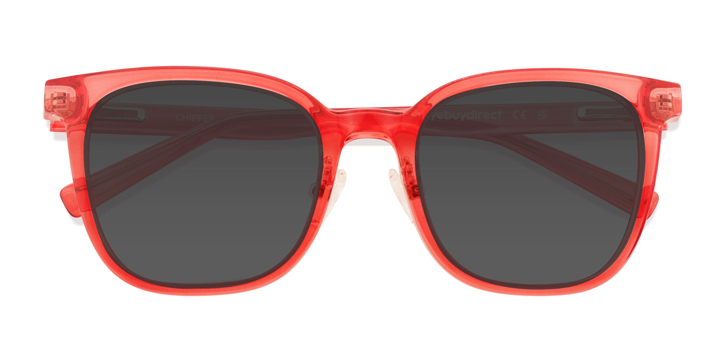 Unisex s square Clear Red Plastic Prescription sunglasses - Eyebuydirect s Chipper