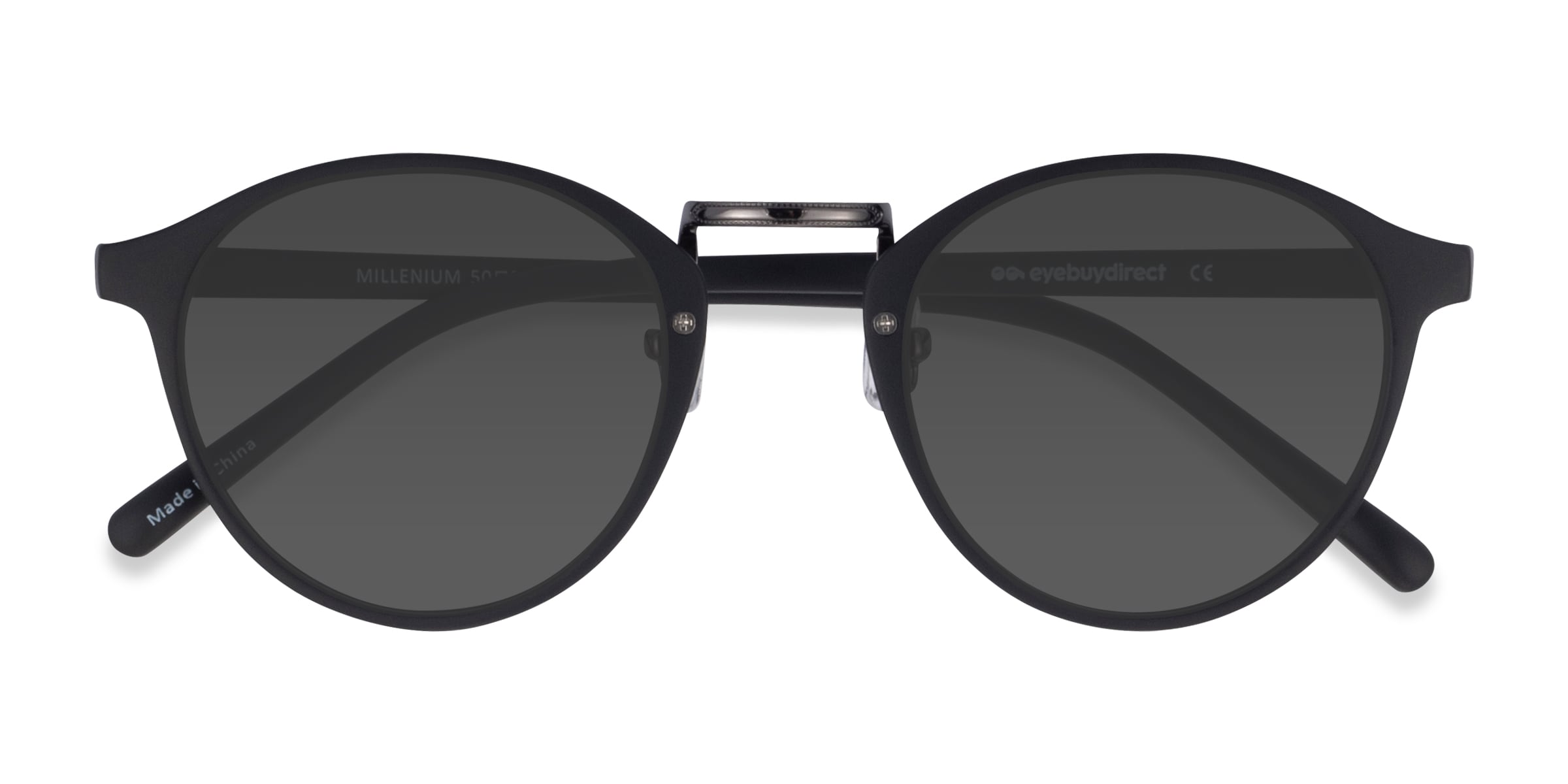 Millenium Round Matte Black Frame Prescription Sunglasses Eyebuydirect