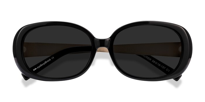 Black Lauren -  Vintage Acetate, Metal Sunglasses