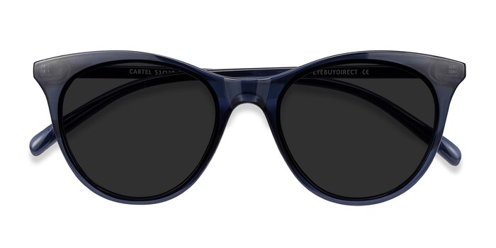 Cartel - Cat Eye Clear Navy Frame Sunglasses For Women | Eyebuydirect