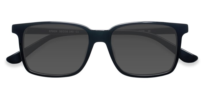 Epoch - Rectangle Black Frame Prescription Sunglasses For Men ...