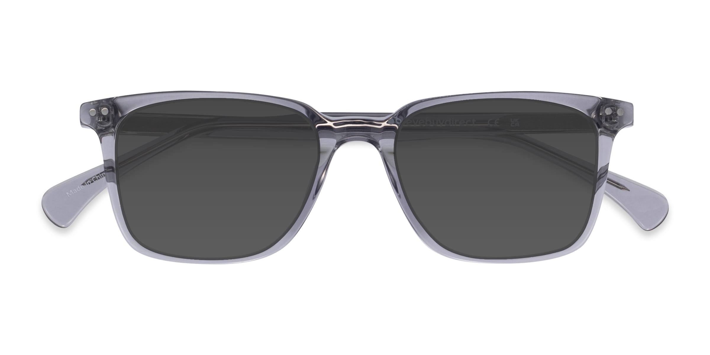 Luck - Rectangle Clear Gray Frame Prescription Sunglasses |