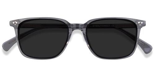 Unisex S Rectangle Clear Gray Acetate Prescription Sunglasses - Eyebuydirect S Luck