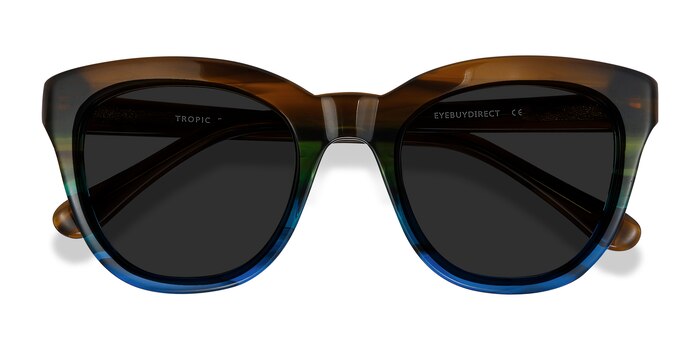 Brown Striped Tropic -  Acetate Sunglasses