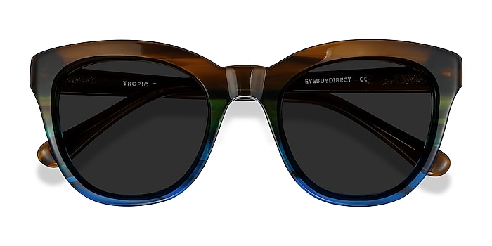 Brown Striped Tropic -  Acetate Sunglasses