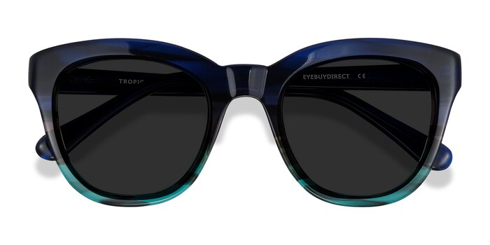 Blue Striped Tropic -  Acetate Sunglasses