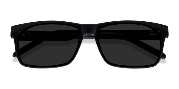 Sun Sydney - Rectangle Black Frame Prescription Sunglasses | Eyebuydirect