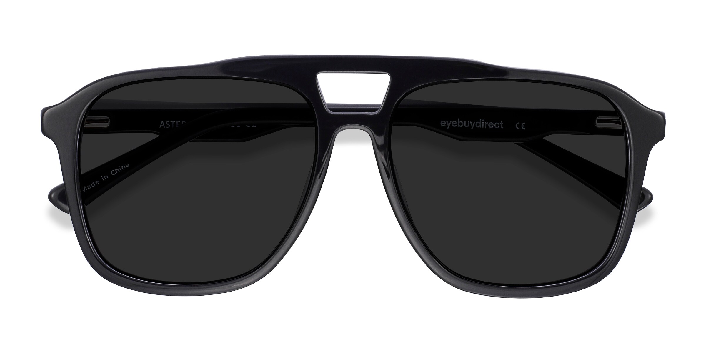 Aster - Aviator Black Frame Sunglasses For Men | Eyebuydirect display picture 2