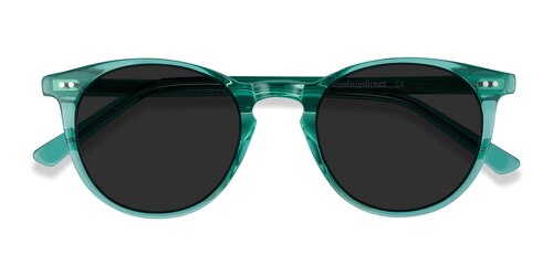 Unisex S Round Emerald Green Acetate Prescription Sunglasses - Eyebuydirect S Sun Kyoto